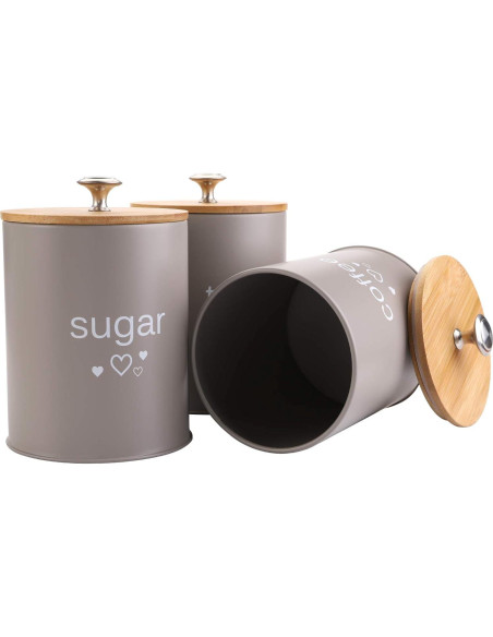 Set de 3 Tarros de Cocina Fasmov para Café, Azúcar y Té