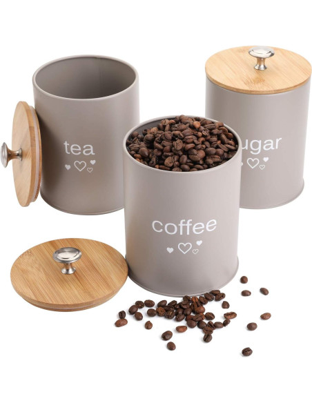 Set de 3 Tarros de Cocina Fasmov para Café, Azúcar y Té