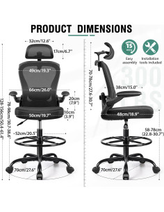 Silla Ergonómica de Oficina AtHope AH2402-HYZ Ajustable Negra 2