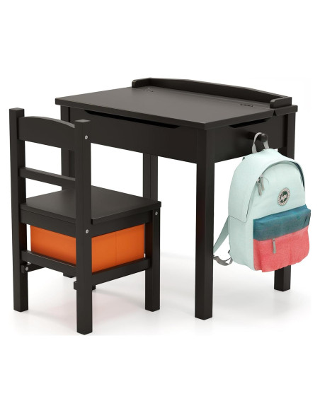 Conjunto de Mesa y Sillas para Niños Costzon - Madera Marrón Conjunto de Mesa y Sillas para Niños Costzon - Madera Marrón