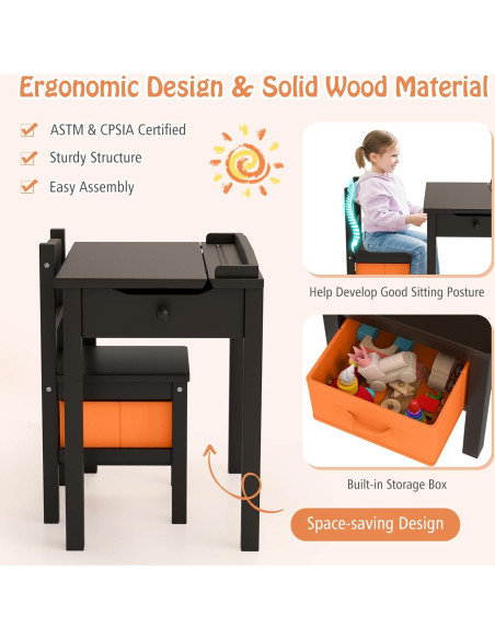 Conjunto de Mesa y Sillas para Niños Costzon - Madera Marrón Conjunto de Mesa y Sillas para Niños Costzon - Madera Marrón