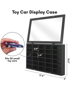 Estuche de Exhibición de Autos de Juguete Americanflat 28x46 cm - Capacidad para 30 Autos - Madera Ingenierizada - Negro 2