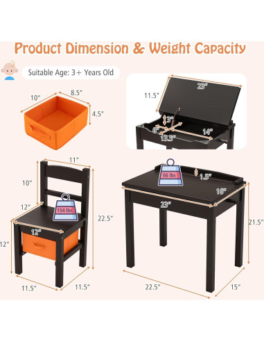 Conjunto de Mesa y Sillas para Niños Costzon - Madera Marrón