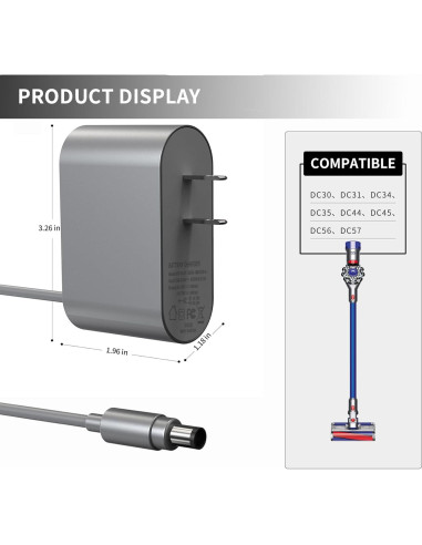 Cargador de Reemplazo Dyson para Aspiradoras DC30-DC57 16.75-24.35V