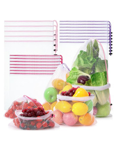 Bolsas de Malla Frienda 20 Pcs Reutilizables 3 Tamaños