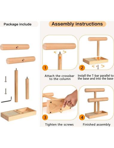 Soporte de Joyería de Madera AJINGSHANG 2 Niveles Naturaleza