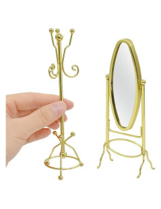 Muebles Miniatura iLAND 1:12 Perchero y Espejo Dorado
