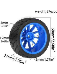 Neumáticos RC 1/10 JIHAIYEMENGZHEN W212 Azul 68mm 4PCS 2