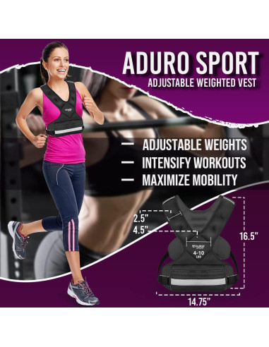 Chaleco con peso ajustable Aduro Sport 1.81-4.53kg para entrenamiento