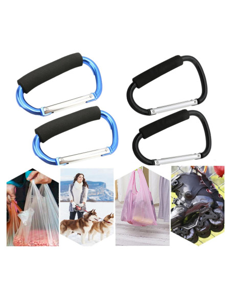 Soporte de Bolsa de Compras Magnoloran 4 Ganchos Aluminio Negro/Azul