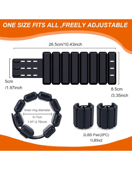 Set de 2 Pesas de Muñeca 0.45 kg YSHUFJOI Ajustables para Mujeres