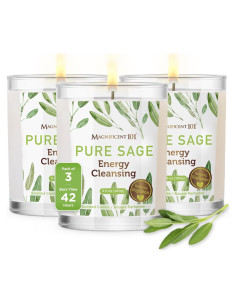 Set de 3 Velas Aromáticas de Salvia Pura Magnífico 101 - 42 Horas