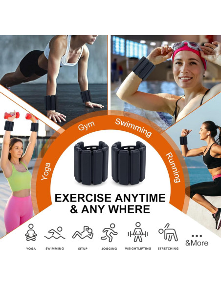 Set de 2 Pesas de Muñeca 0.45 kg YSHUFJOI Ajustables para Mujeres