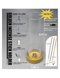 Soporte de Incienso de Vidrio CODINOO Dorado 23.37 cm 2