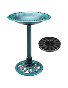 Baño para Pájaros VIVOHOME Solar Verde de Poliresina 50.8x50.8 cm