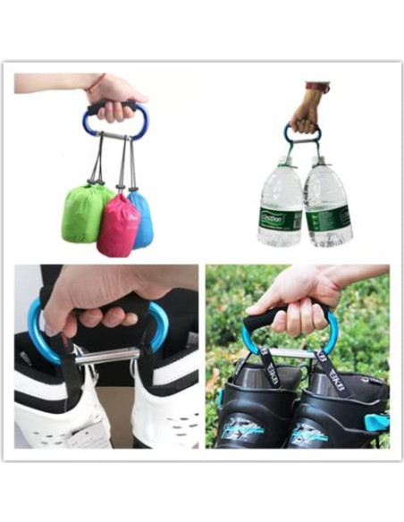 Soporte de Bolsa de Compras Magnoloran 4 Ganchos Aluminio Negro/Azul