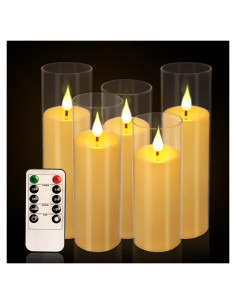 Juego de 5 Velas LED Sin Llama con Control Remoto - Blanco