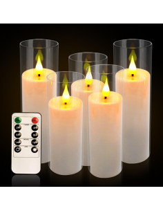 Juego de 5 Velas LED Sin Llama con Control Remoto - Blanco 2