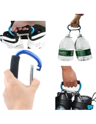 Soporte de Bolsa de Compras Magnoloran 4 Ganchos Aluminio Negro/Azul