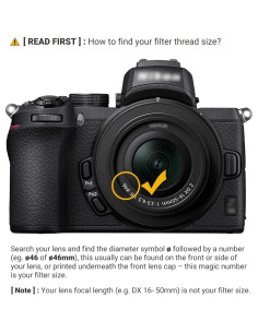 Filtro UV JJC 46mm con tapa de lente para Nikon Z30 Z50 Zfc 2