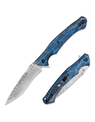 Cuchillo Plegable Damasco Martillado YOUSUNLONG 21cm Azul