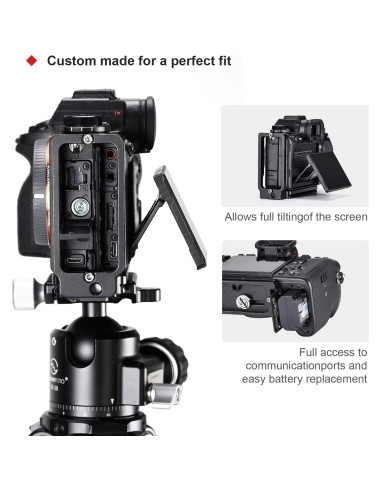 Soporte en L Sunwayfoto para cámaras ILCE-1 a7S3 a7R4