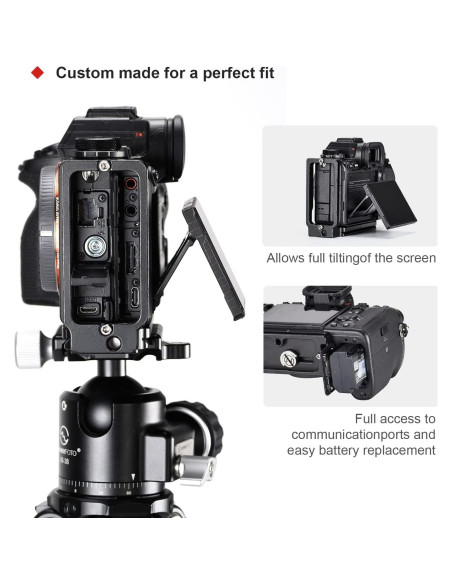 Soporte en L Sunwayfoto para cámaras ILCE-1 a7S3 a7R4