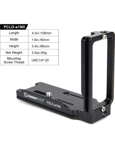 Soporte en L Sunwayfoto para cámaras ILCE-1 a7S3 a7R4