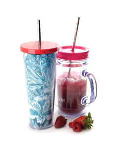 Popotes Reutilizables de Acero Inoxidable Norpro 28cm con Cepillo 2