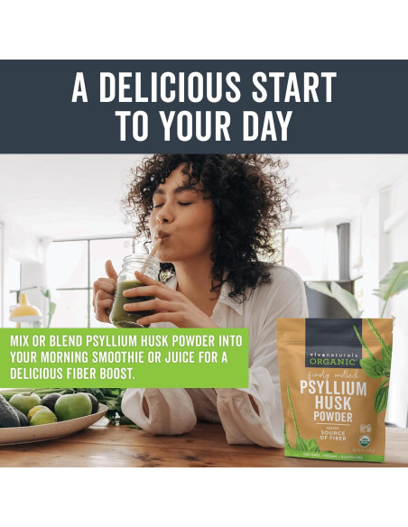 Paquete Viva Naturals 680 g Psyllium Orgánico + 150 Palillos DenTek Menta