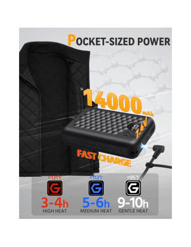 Chaleco Térmico Wulcea para Hombres 7.4V 14000mAh Negro