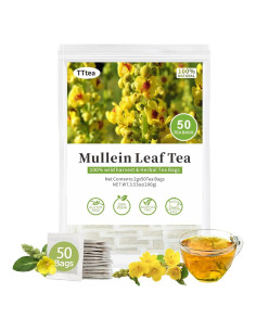 50 Bolsitas de Té de Hoja de Mullein Orgánico - Detox Pulmones