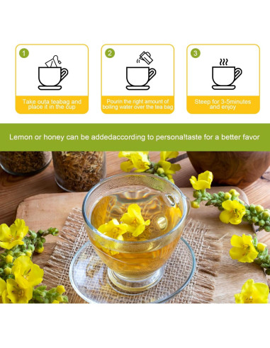 50 Bolsitas de Té de Hoja de Mullein Orgánico - Detox Pulmones