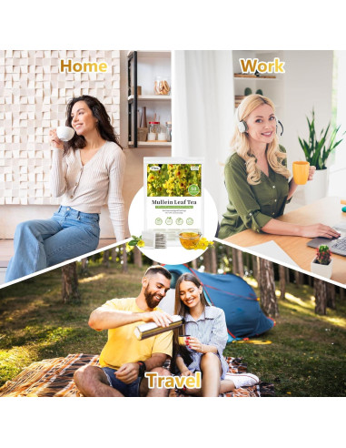 50 Bolsitas de Té de Hoja de Mullein Orgánico - Detox Pulmones