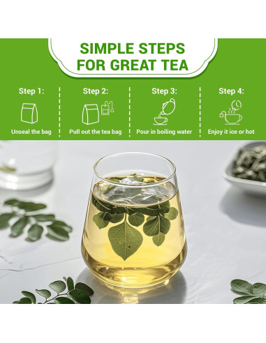 Té de Moringa HIIHONE - Sin Cafeína, 50 Bolsitas