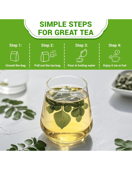 Té de Moringa HIIHONE - Sin Cafeína, 50 Bolsitas