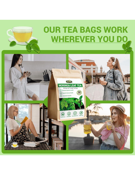 Té de Moringa HIIHONE - Sin Cafeína, 50 Bolsitas