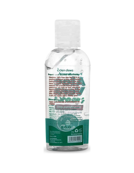 Gel de Aloe Vera Orgánico 100% Eden Dews 68.1 g Hidratante