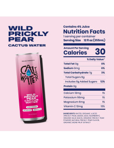 Caliwater Agua de Cactus Orgánica Pera Espinosa 12 Latas 4.25L 2