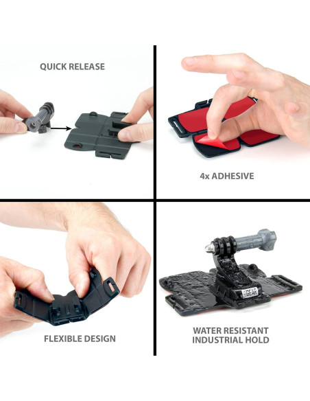 Soporte Adhesivo para Cámara de Acción USA Gear - 4 Piezas - Resistente al Agua