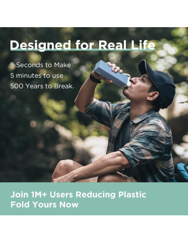 Botella de Agua POMKAKA Plegable 720ml a Prueba de Fugas Azul