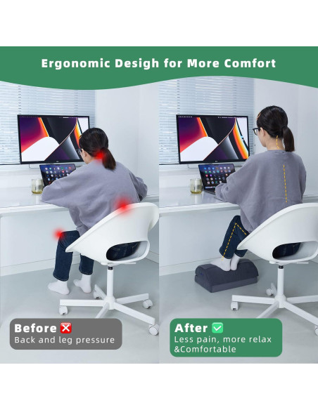 Reposapiés ergonómico Bejibear gris ajustable 2 alturas Reposapiés ergonómico Bejibear gris ajustable 2 alturas