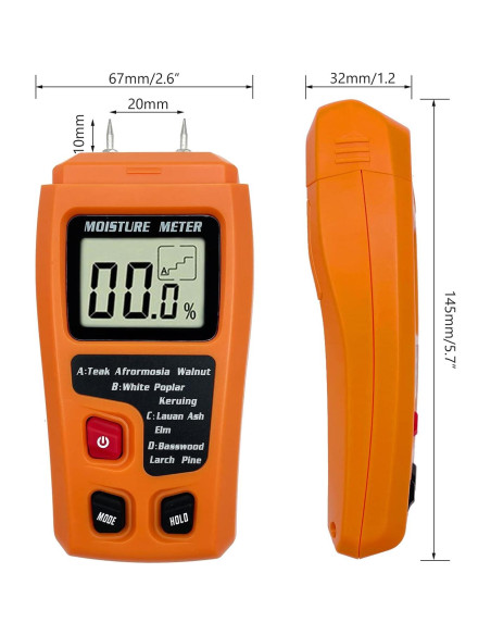 Medidor de Humedad de Madera Digital QYQRQF LCD Naranja