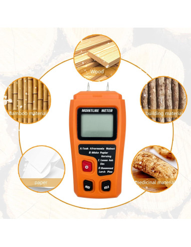 Medidor de Humedad de Madera Digital QYQRQF LCD Naranja