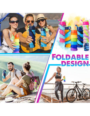 5 Botellas de Agua Plegables CHENGU 500ml Silicona BPA Libre