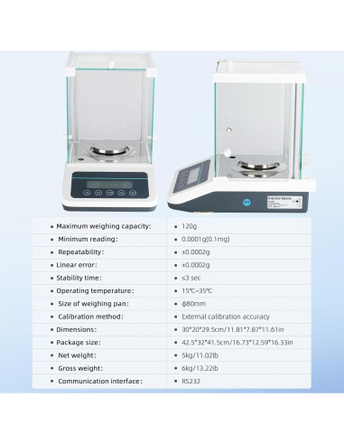 Balanza Analítica de Precisión 0.0001g Faruijie - Digital