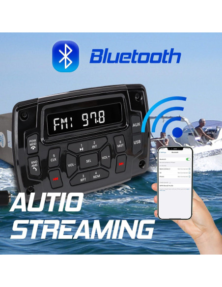 Receptor Estéreo Bluetooth Impermeable Citreal 4x50W USB AM/FM