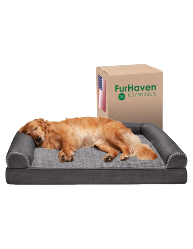 Cama ortopédica para perros Furhaven Jumbo Carbón 102x81cm