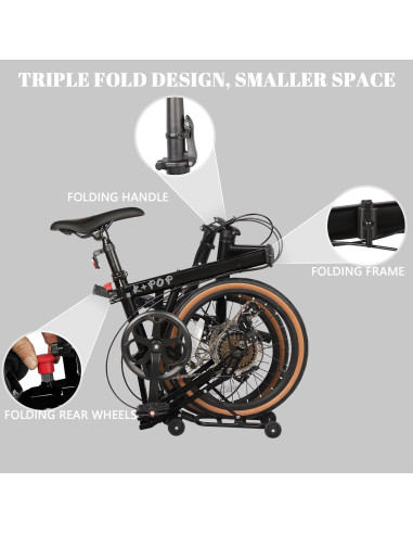 Bicicleta Plegable BGGFNZ 16" 7 Velocidades Frenos de Disco