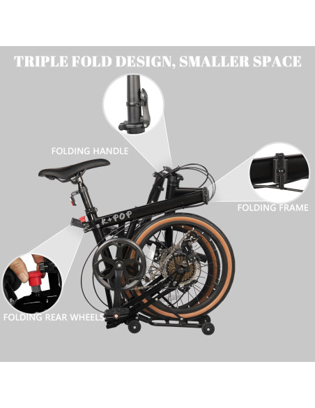 Bicicleta Plegable BGGFNZ 16" 7 Velocidades Frenos de Disco